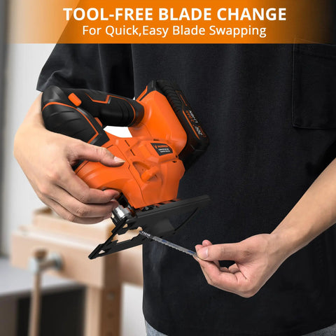 Cordless Jigsaw Kit With 20V Battery And Charger, 2700 RPM Cutting, 80mm Wood And Metal Depth, For Wood Plastic Metal Projects, Lightweight Portable Power Saw For DIY And Pro Use, tool-free blade change