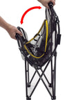 Folding demonstration of the Collapsible Golf Chipping Net 23 Inch Folding Frame with 3 Target Baskets Portable Practice Net