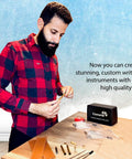 Man using 10 Pack Silver Twist Slimline Woodturning Pen Kit Set With Black Ink Bonus Covers And Lathe Turning Essentials on table