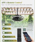 Outdoor Ceiling Fan With Light For Patio Vibes And Pergolas 20 Inch Weatherproof Plug In Gazebo Fan With Remote And App Control
