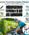 1/4 Inch Drip Irrigation Fittings Kit With Barbed Connectors Tees Elbows End Plugs And Couplings For Garden Greenhouse And Lawn
