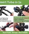 All In One 240Ft Drip Irrigation System for Garden and Yard demonstrating quick connect PE tubing with metal clip installation