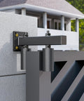 Adjustable 3 Inch Slide Gate Guide Roller System with rust proof heavy duty steel gate support, installed on a concrete wall.