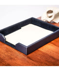 Navy Blue Bonded Leather Letter Tray And Paper Organizer For Desk, Game Changer Luxury Executive Desk Decor, Keeps Papers Sorted