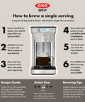 Infographic showing steps to use 12 Cup Coffee Maker With Podless Single Serve Function In Silver for single servings.