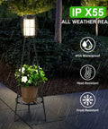Dope Solar Outdoor Floor Lamp With Plant Stand 2 Pack Waterproof Metal Garden Lights in rainy garden setting