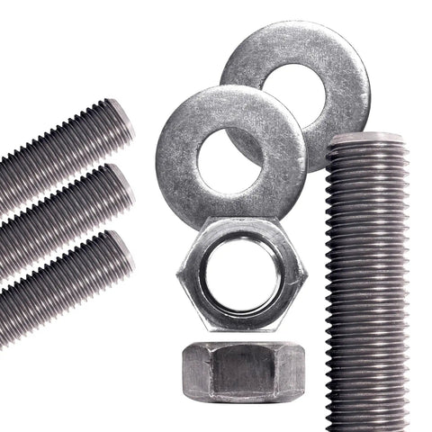 304 Stainless Steel Threaded Rods 3/4 Inch By 36 Inch 4 Pack Coarse UNC Right Hand Threads Includes Hex Nuts And Washers