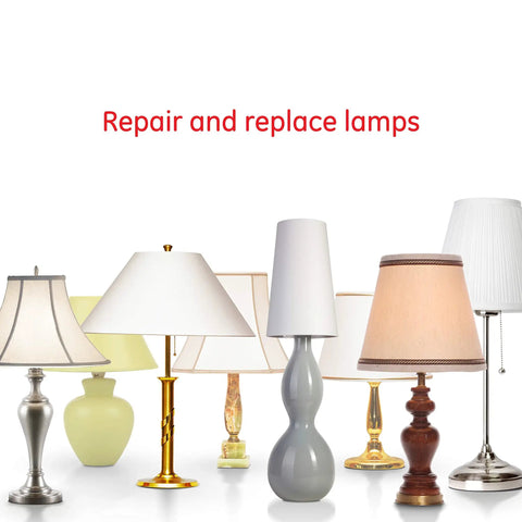Assorted table and floor lamps ready for Push On Off Lamp Socket With Medium Base For Floor And Table Lamps Brushed Gold UL Listed.