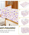 Top Tier Foldable Storage Bin With Sturdy Side Grips For Bedroom Organization Durable Oxford Fabric Collapsible Crate With Snug Flip Lid To Keep Your Room Clutter Free, shown in a step of folding.