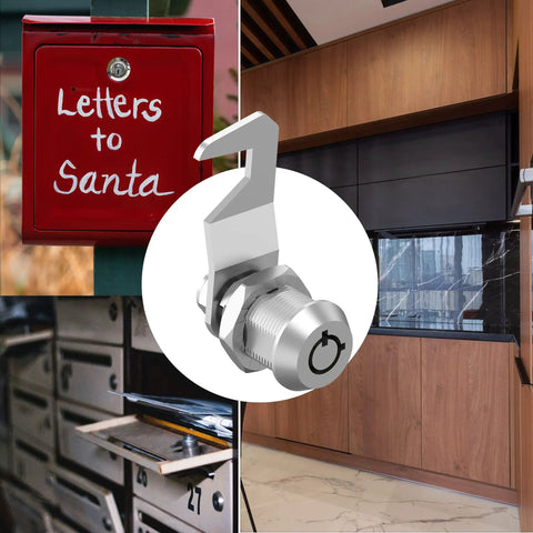 Five Eighth Inch Tubular Cam Lock with Keys, Keyed Alike Hook Cam Toolbox Lock Fits Tool Boxes, Mailboxes, File Cabinets, Drawers, RV Storage Cabinets, Zinc Alloy Built Tough, Waterproof and Rust Resistant Lock