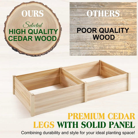 Wood Raised Garden Bed 8x4 Ft With 15 Inch Depth Open Base Planter For Vegetables Herbs And Flowers Durable Outdoor Box shown in cedar wood