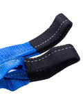 Three Inch Wide 8 Foot Tow And Winch Strap, 30,000 Pound Capacity, Heavy Duty Polyester Webbing With Weatherproof And Waterproof Build, Must Have Gear For Trucks, ATVs, And Heavy Equipment close-up looped ends