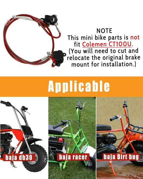Hydraulic Disc Brake Caliper Kit For Mini Bikes With 80mm Rear Rotor Fits Doodle Bug Dirt Bug 97cc 79cc Predator shown with bikes