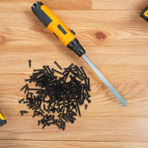 Screwdriver with 450 Piece Self Tapping Screws Kit For Electronics DIY And Small Devices Round Head Phillips Drive Carbon Steel