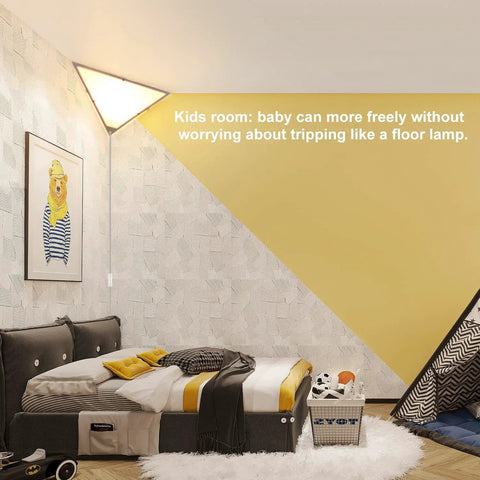 Plug In Corner Light 2 Pack With Switch, Modern Triangle Wall Light Fixture With Acrylic White Shade in child's bedroom