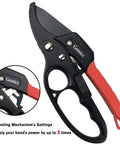 Badass Heavy Duty Anvil Pruning Shears 8 Inch Blade Ratchet Action Pruner For Rose Bushes with ergonomic grips and ratchet mechanism.