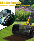 30 Inch Wide Manual Spreader With 26 Gal Capacity For Lawn Care Fertilizer Mulch Topsoil Manure And Grass Seed in use on lawn