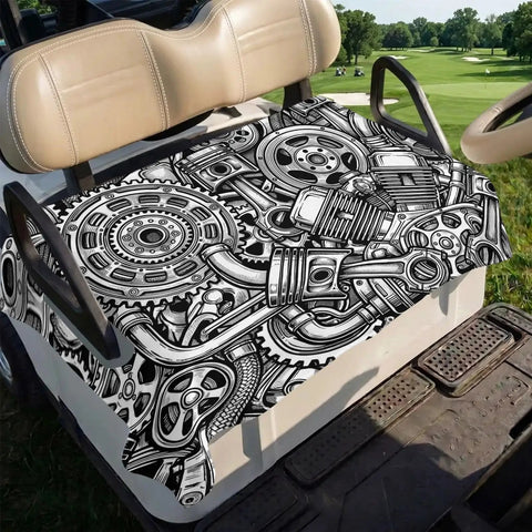 Universal Golf Cart Seat Covers And Towel Blanket 51x31 Inches In Black And Grey on golf cart seat at golf course