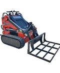 Small But Mighty Mini Skid Steer Loader With Leveler, 1800lbs Capacity shown with leveling attachment, ideal for tight spaces