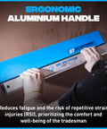 Trader using Pro Series ST QuickSkim Plaster Skimming Blade 23 5 8 Inch with ergonomic aluminum handle for smooth finishing