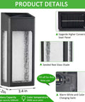 Solar Outdoor Lights 4 Pack with Metal Seeded Glass Fence and Wall Mounts Auto On Off Waterproof Yard Patio Porch