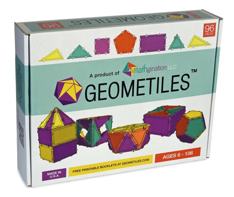 3D Math Building Set With Snap Together Tiles And Online Activities, 96 Piece STEM Learning Kit For Kids And Adults, Made In USA, box