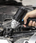 Impact Socket Set Three Eighths Inch Drive 67 Piece Master Kit With Shallow And Deep Sockets, ratchet in use on engine