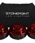 Emergency LED Road Flare Kit Set Of 3 With Magnetic Base Beacons, 360 Degree Red Lights, shown with storage bag