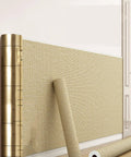 Super Solid 5Mm Self Adhesive Thermal Wallpaper With Ixpe Insulation And Realistic 3d Linen Texture Easy Peel Stick Wall Covering To Kick Up Your Bedroom Or Bath Space Pink Roll shown on a wall with a rolled edge