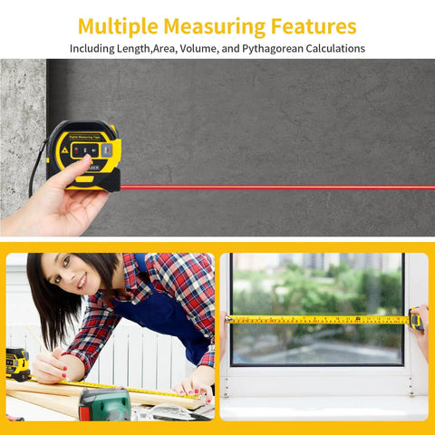 3 In 1 Digital Laser Tape Measure And Level Combo, 100m Laser Distance Meter With Cross Line Laser Level, 328ft Range, 16ft Digital Tape, Pro Grade Contractor Tool For Fast, Accurate Measurements On Job Sites, used for window and wood measurements