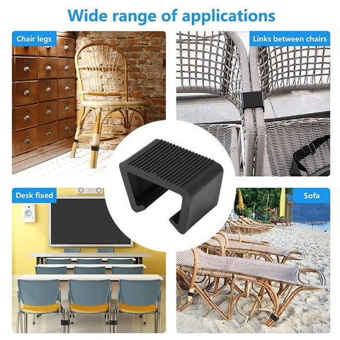 Outdoor Furniture Clips Set ABS Sofa Fastener Clamps For Garden Sectional Couches And Chairs Easy Tool Free Install Prevents Movement Durable Weather Resistant Connection shown with various furniture applications