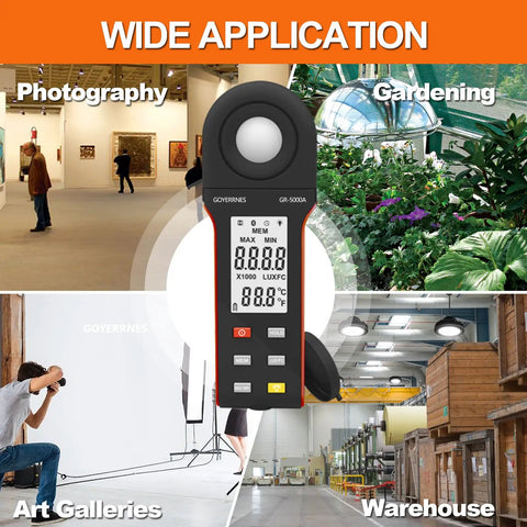 Illuminance Light Meter Digital Lux Meter 0.1 To 400000 Lux 270 Degree Rotatable Detector For Plants LED Grow Lights Indoor Outdoor For Photography And Home Use Pro Grade High Accuracy, handheld meter