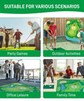 Vertical Golf Chipping Game With Stand Upgrade 54 By 54 Inch Hitting Mat used for parties, outdoor fun, office, and family time.