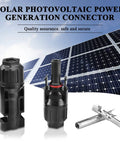 Solar Panel Connector Kit With 42 Piece Set Including 10 Pairs Male And Female Connectors, 10 Pairs Connector Pins, And 2 Spanners