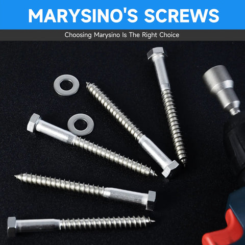 4 Pack 1/2 X 6 Inch Stainless Steel Lag Screws Hex Head For Wood Heavy Duty Mounting Bolts Kit DIY Ready