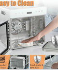 Inside view of Heavy Duty Twelve Tray Food Dehydrator Featuring Locked In Temperature And Timer Settings for easy cleaning and maintenance.