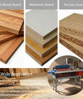 Knockout Automatic Woodworking Edge Bander For Curved And Straight Boards Dual Hot Melt Glue Adjustable Speed Auto Tape Break 110V with solid, melamine, and particle boards.