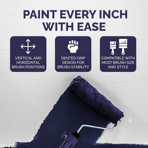 Multi Angle Paint Brush Extender Pole Kit With Rotating Head And Secure Grip For Reaching Ceilings High Walls And Corner Edges Fits Brushes Rollers And Scrapers Blue