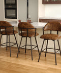 26 Inch Bar Stool Set Of 3 Modern Sleek Swivel Counter Height Chairs With Backrests And Metal Legs Faux Leather Upholstered Barstools For Kitchen Island And Dining Room