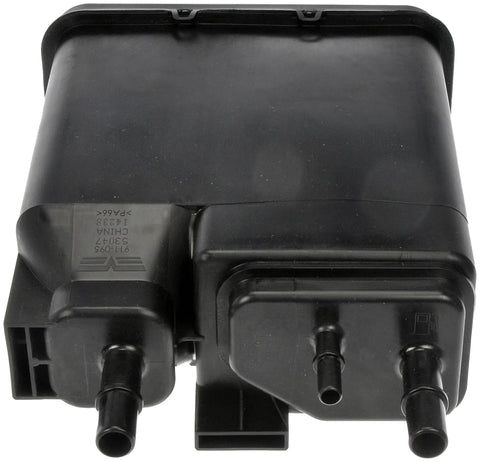 EVAP Vapor Canister Direct Replacement For A Wide Range Of Models Charcoal Emissions Canister front view showing connectors.
