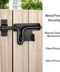 Heavy Duty Steel Gate Slide Bolt Latch Features Black Powder Coated Finish For Hella Secure Rust Resistant Outdoor Protection On Wooden Fencing, mounted on wood.
