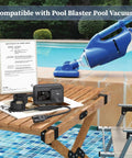 8.4V Charger For Pool Blaster And Catfish Li Series Replacement AC Adapter on table near pool vacuum