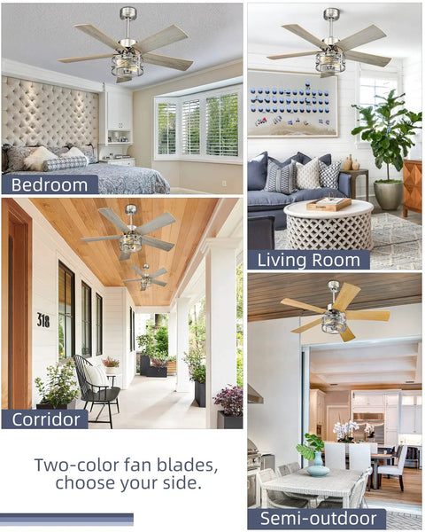 Farmhouse Industrial Ceiling Fan With Light And Remote 48 Inch Beefy Iron Build in living room, bedroom, corridor, semi-outdoor