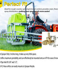 ATV with mounted boomless spray nozzle for ATV sprayers with brass size 10 and size 12 orifices, showing lawn and farm use