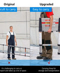 Comparison of man carrying traditional ladder vs 10.5 Foot Telescoping Ladder With Stainless Steel Build, One Button Retraction