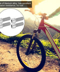 4 Pack M7x20mm Stem Bolts For Bike Handlebar, Alloy Stem Screws shown alongside red and white bike on a trail.