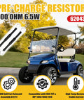 Heavy Duty 620430 Pre Charge Resistor Assembly 500 Ohm Fits 48V Electric Golf Cart Solenoid with black connectors.