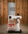 Beast Mode 1 HP Dust Collector with 2-Micron Canister, 115/230V, 4-Inch Port, portable with four casters in woodshop