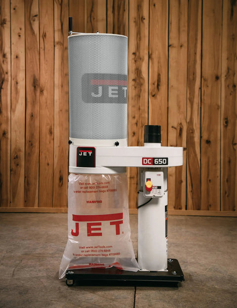 Beast Mode 1 HP Dust Collector with 2-Micron Canister, 115/230V, 4-Inch Port, portable with four casters in woodshop