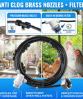 Image of Outdoor Misting And Cooling System For Patio And Chicken Coop 20 Ft With 10 Brass Nozzles Filter And Three Quarter Inch Adapter.
